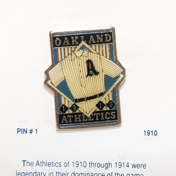Oakland A's Athletics 1910 Uniform Unocal 76 Lapel Pin Card #1 Baseball 1" - Picture 1 of 3